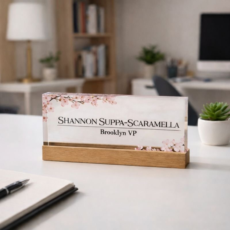 20 MM PLEKSİ İSİMLİK + AHŞAP ALTLIK